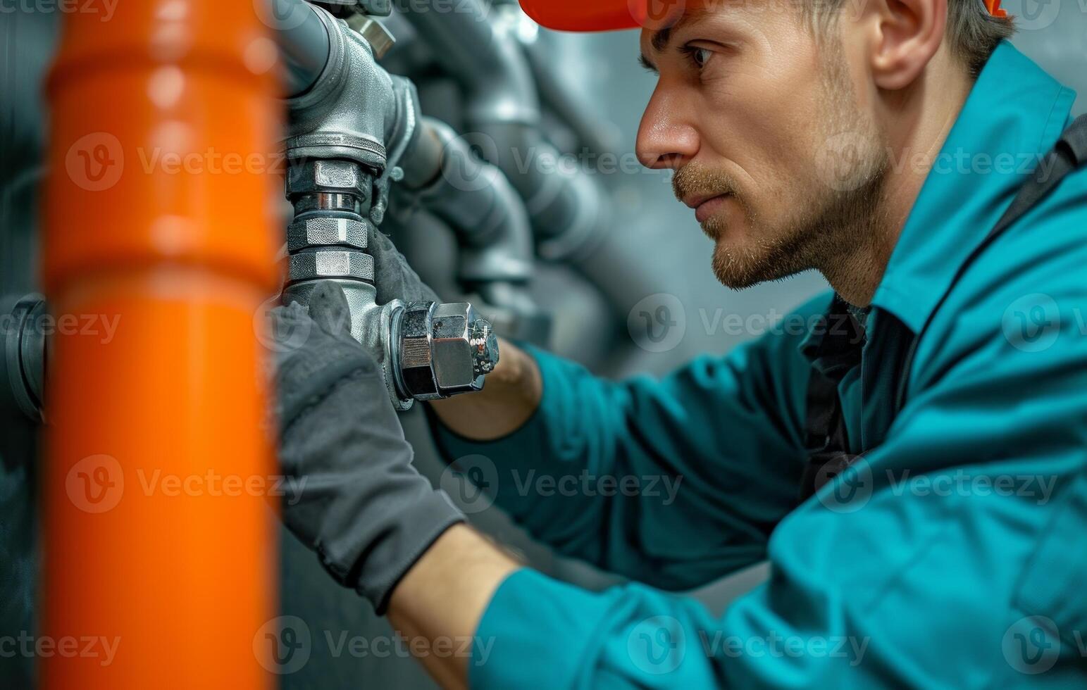 AI generated Plumber fixes sink outlet faucet, plumbing inspection photo