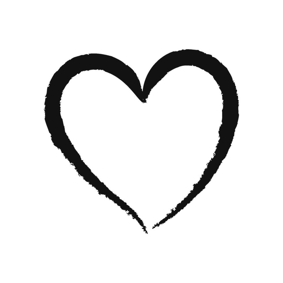 Hand drawn black brush stroke heart. Love, Valentine, wedding concept. Template for t-shirt, card, invitation vector