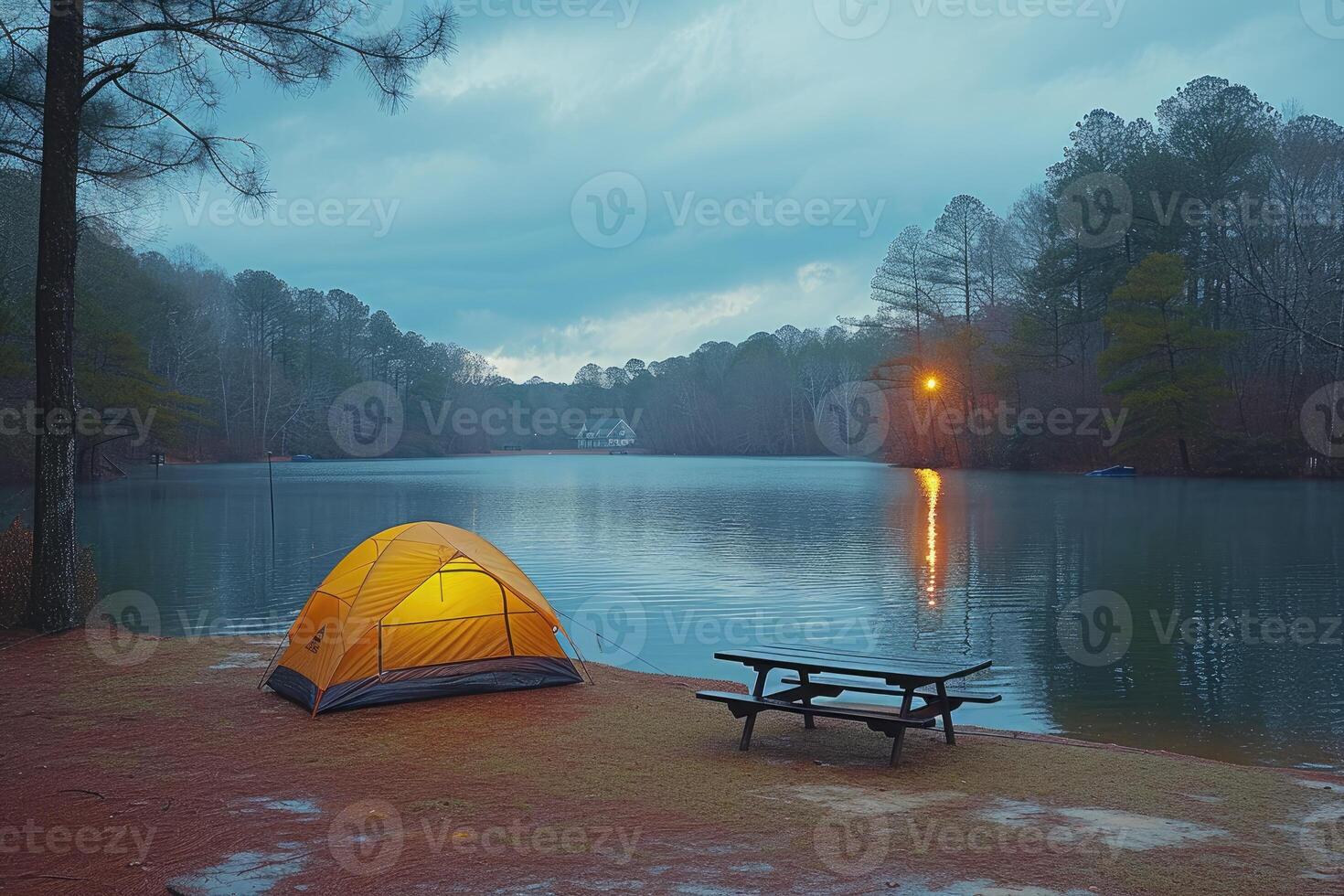 AI generated Camp out with tent in park professional photography photo