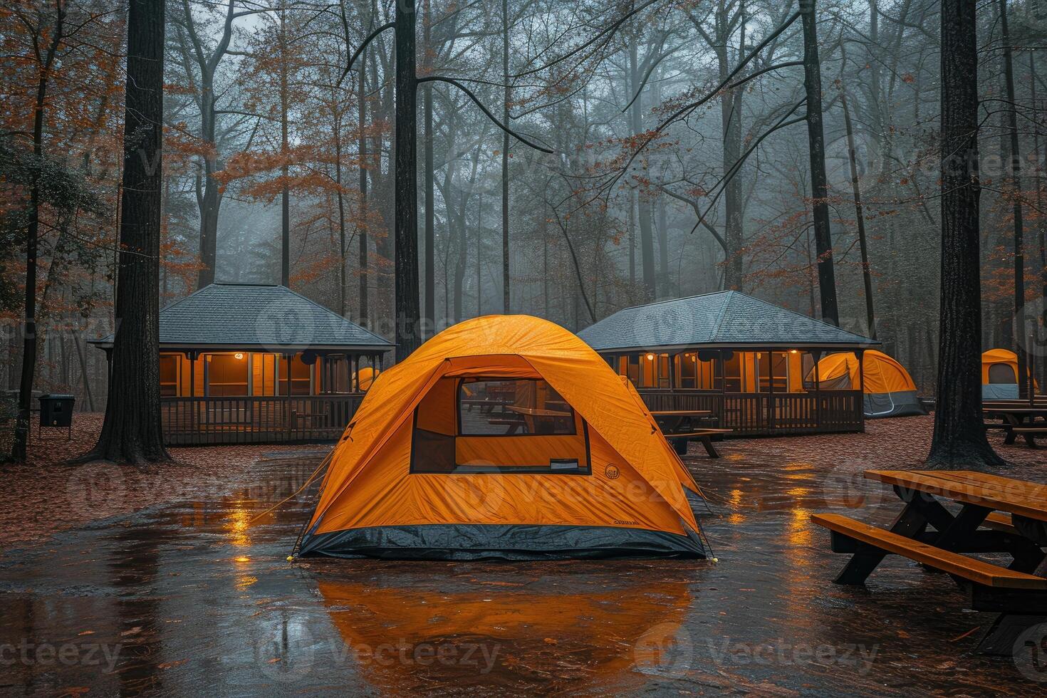 AI generated Camp out with tent in park professional photography photo