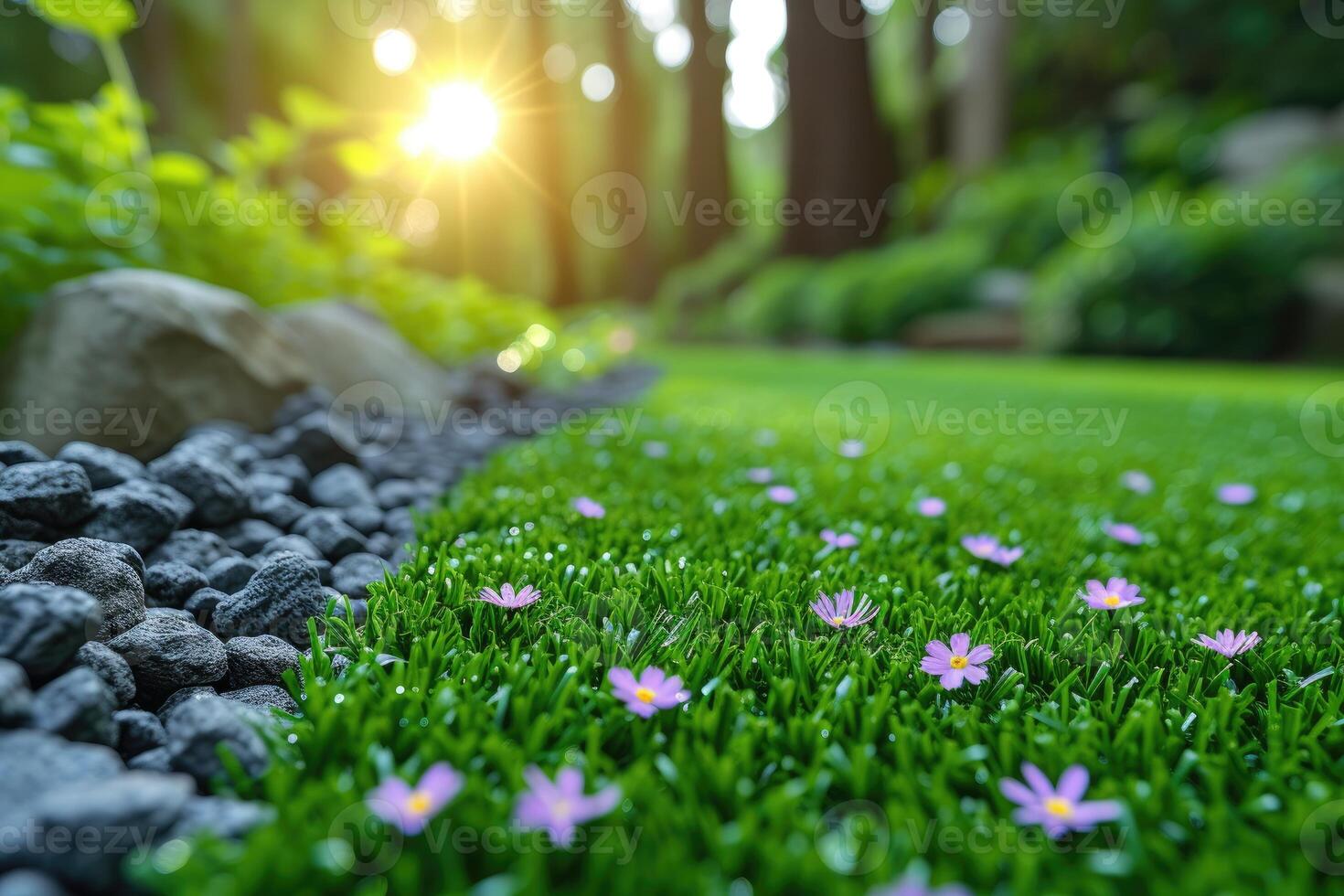 AI generated outdoor grass in backyard landscaping style inspiration ideas photo