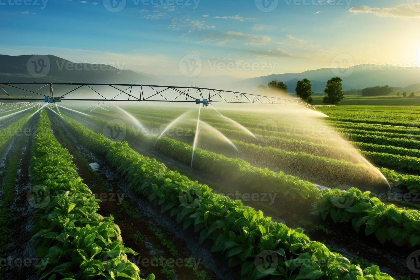 AI generated Precision irrigation systems and agricultural practices contributing to the efficient use of water in agriculture. photo