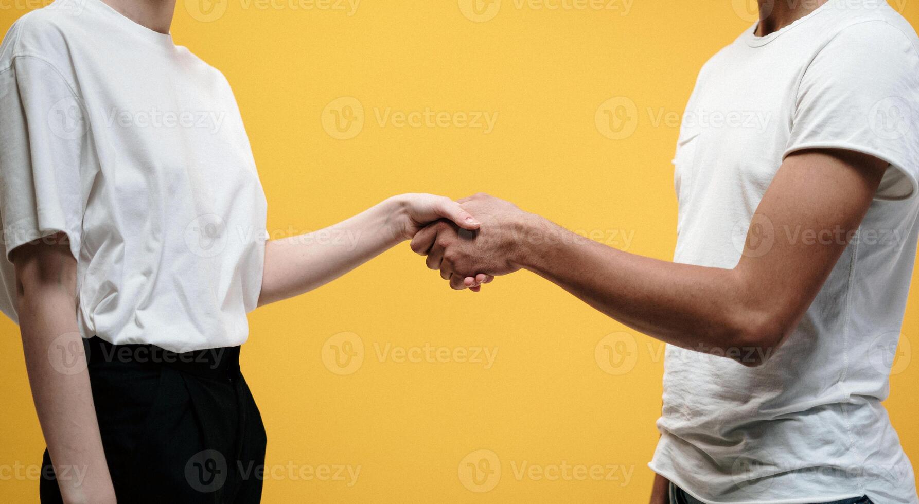 Handshake close view background. Business agreement, deal concept photo