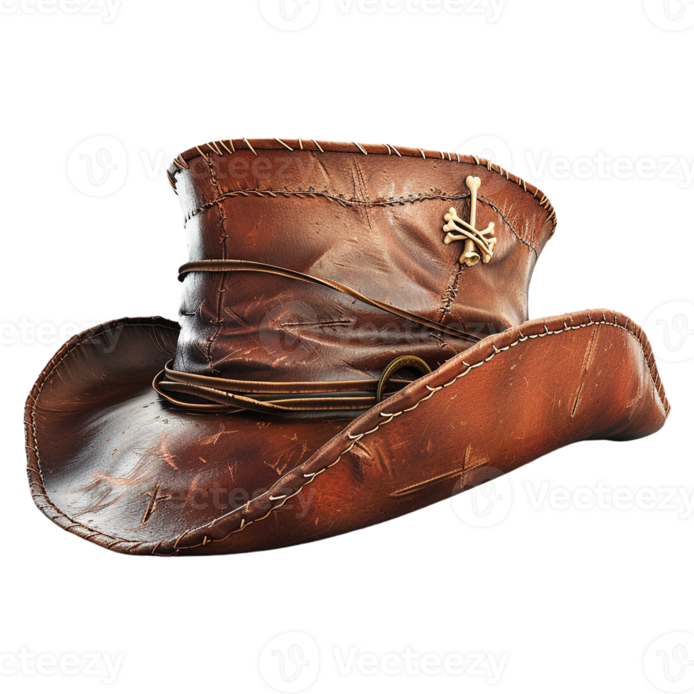 AI generated 3D Rendering of a Cowboy Leather Hat on Transparent Background - Ai Generated png