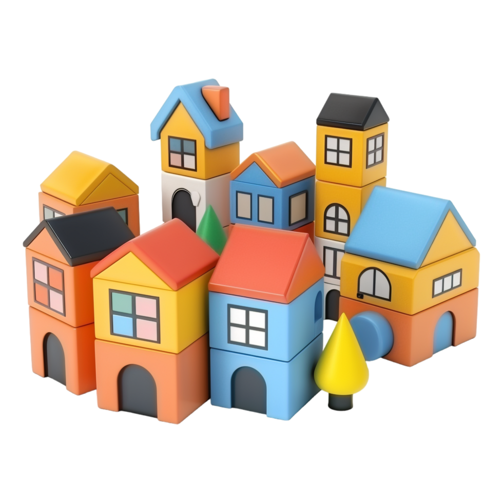AI generated 3D Rendering of a Building Toys for Children on Transparent Background - Ai Generated png