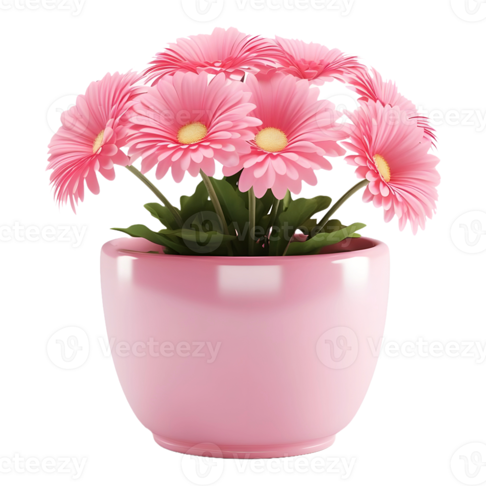AI generated 3D Rendering of a Beautiful Flowers in a Pot on Transparent Background - Ai Generated png