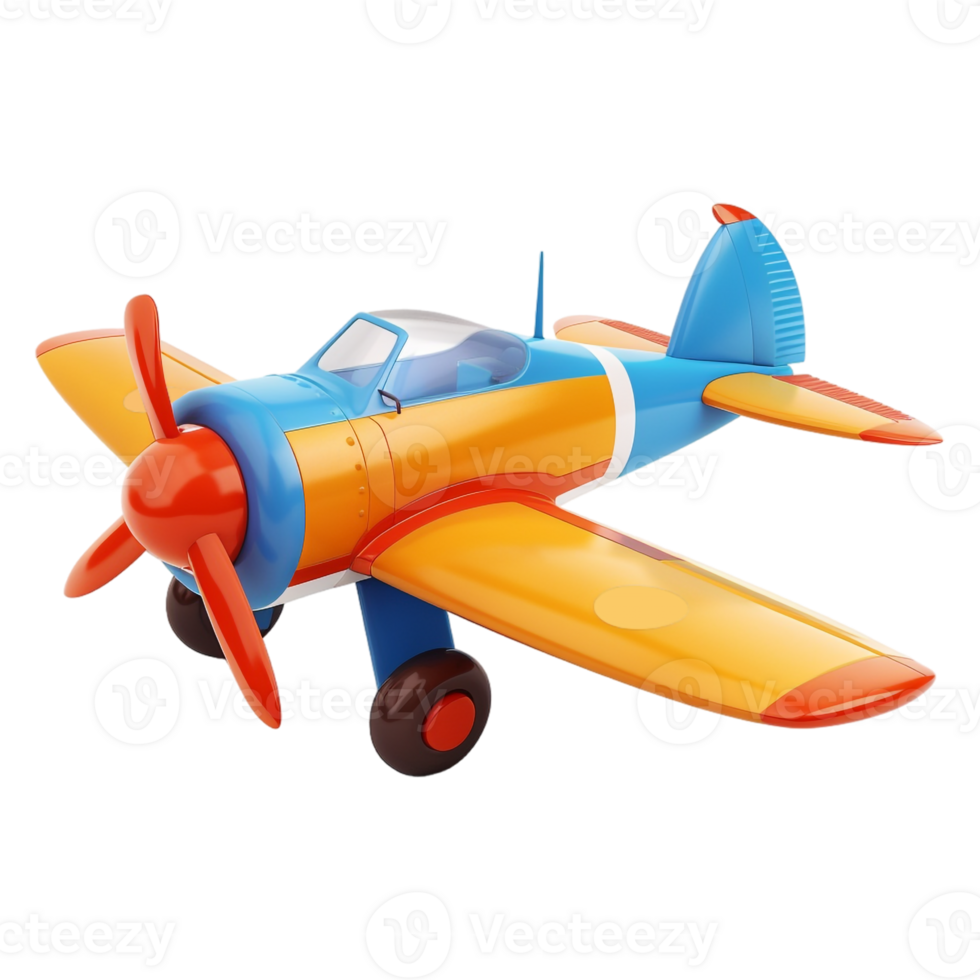 AI generated 3D Rendering of a Toy Airplane on Transparent Background - Ai Generated png
