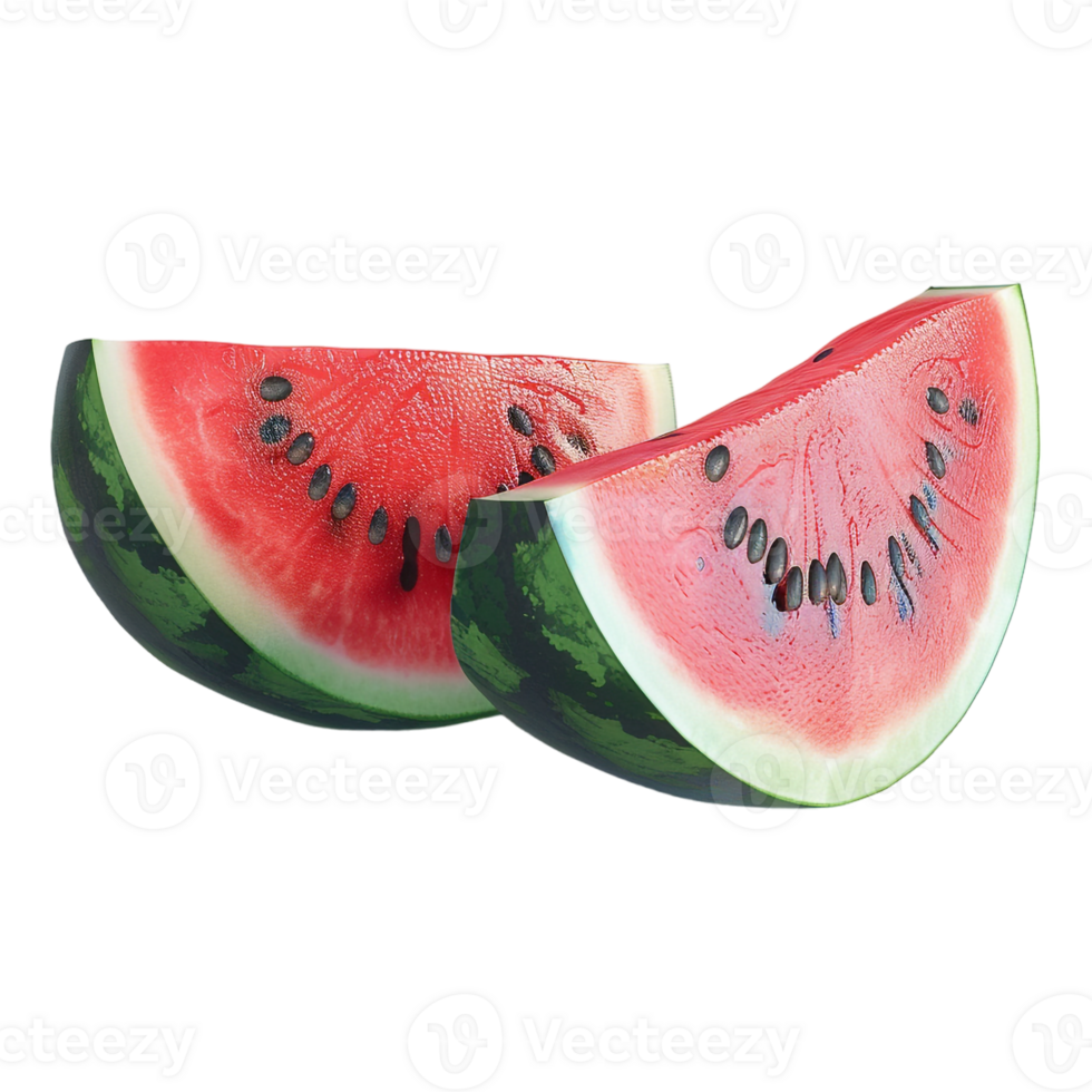 AI generated 3D Rendering of a Watermelon with Slices on Transparent Background - Ai Generated png