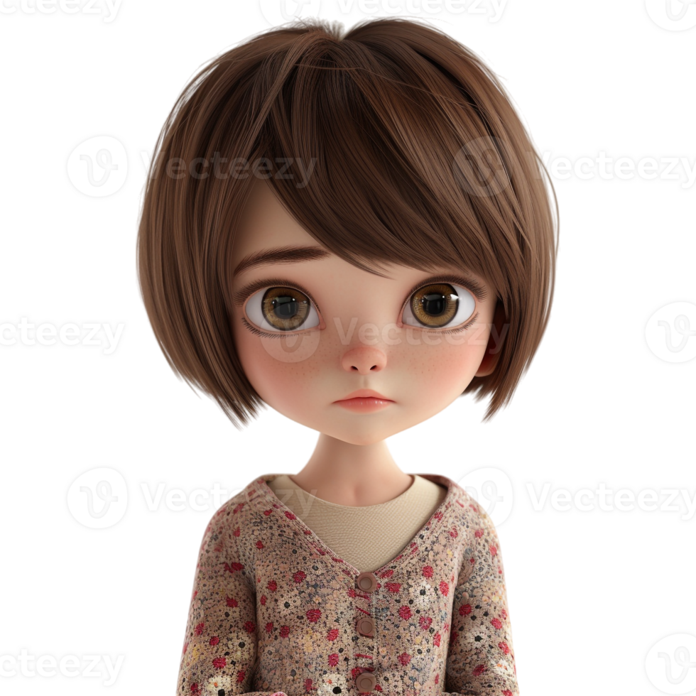 AI generated 3D Rendering of a Little Beautiful Girl Toddler on Transparent Background - Ai Generated png