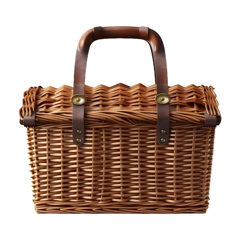 AI generated 3D Rendering of a Picnic Basket or Box on Transparent Background - Ai Generated png