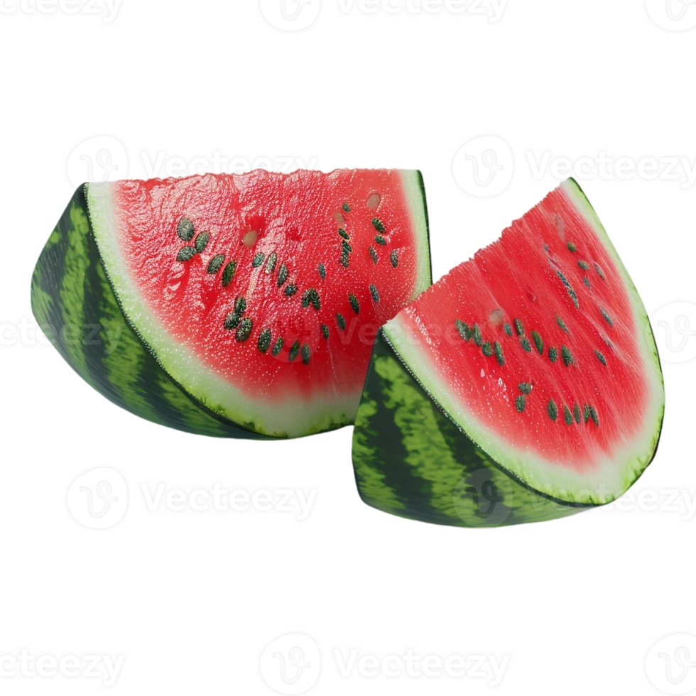 AI generated 3D Rendering of a Watermelon with Slices on Transparent Background - Ai Generated png