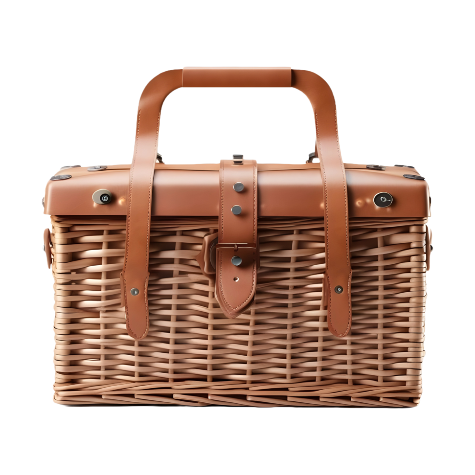 AI generated 3D Rendering of a Picnic Basket or Box on Transparent Background - Ai Generated png