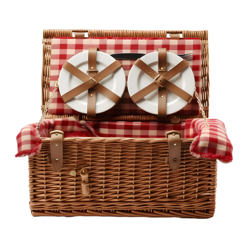 AI generated 3D Rendering of a Picnic Basket or Box on Transparent Background - Ai Generated png