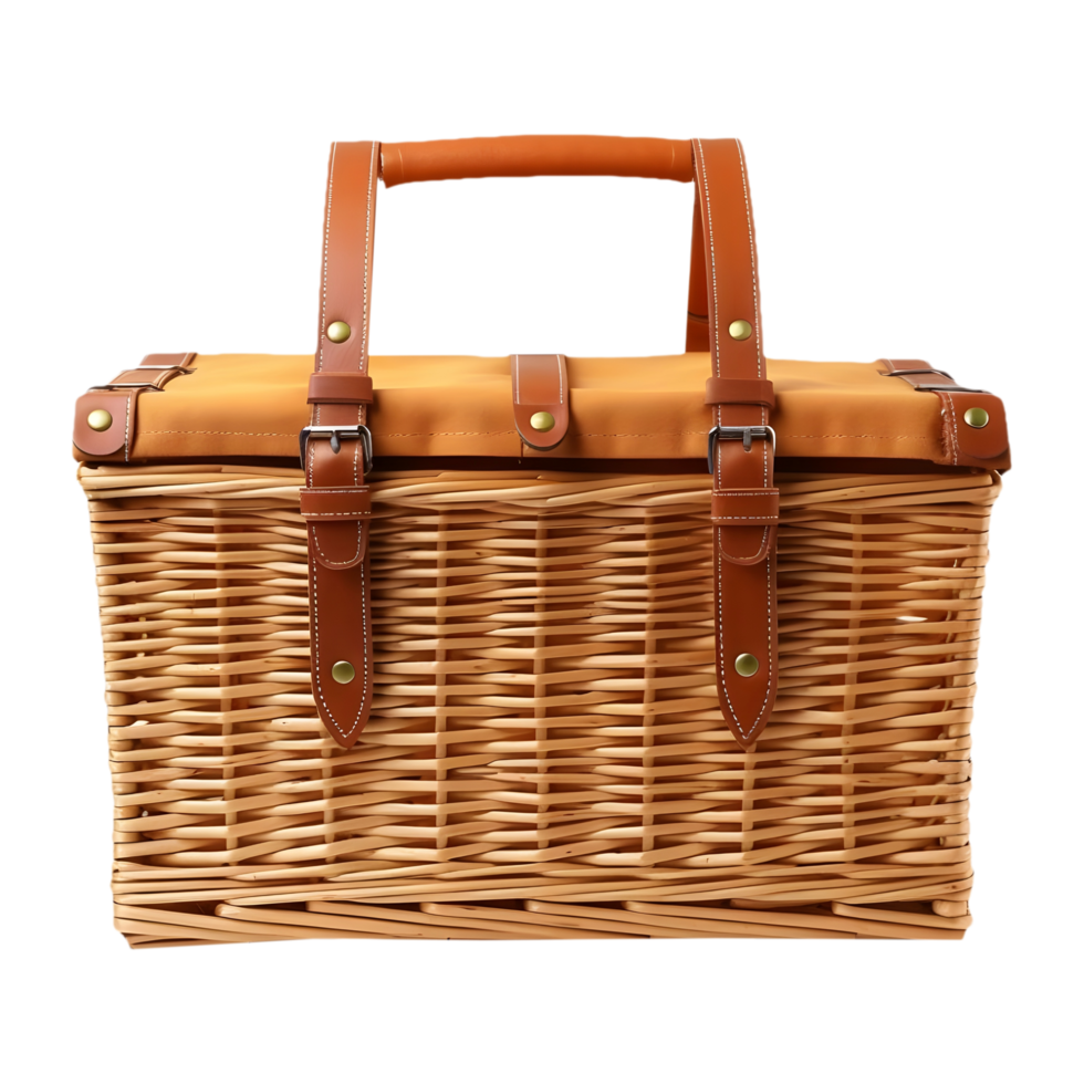AI generated 3D Rendering of a Picnic Basket or Box on Transparent Background - Ai Generated png