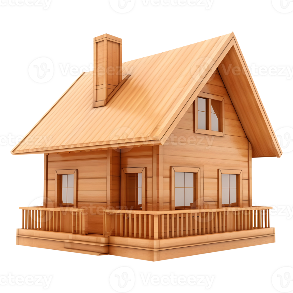 AI generated 3D Rendering of a Wooden House on Transparent Background - Ai Generated png