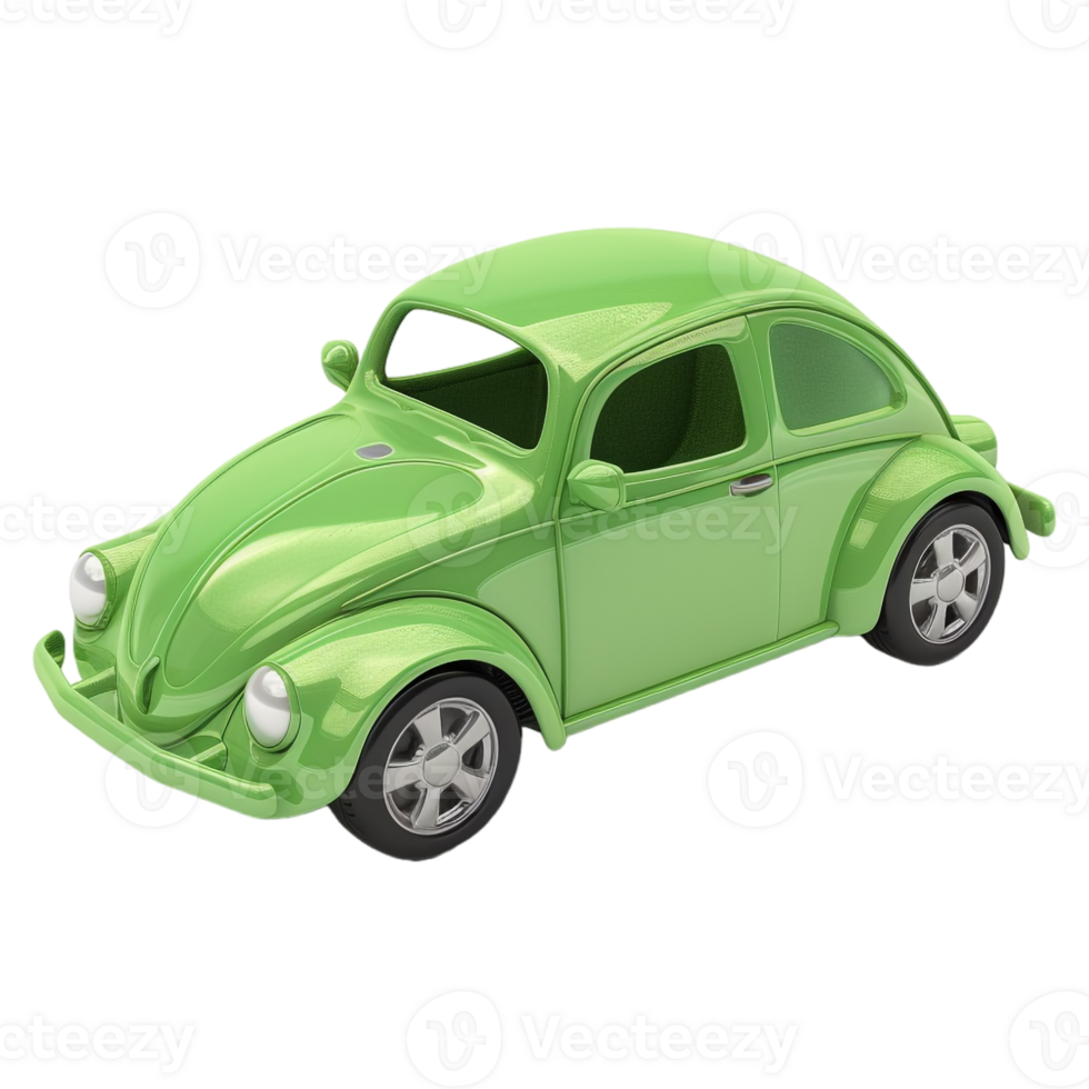 AI generated 3D Rendering of a Green Car on Transparent Background - Ai Generated png