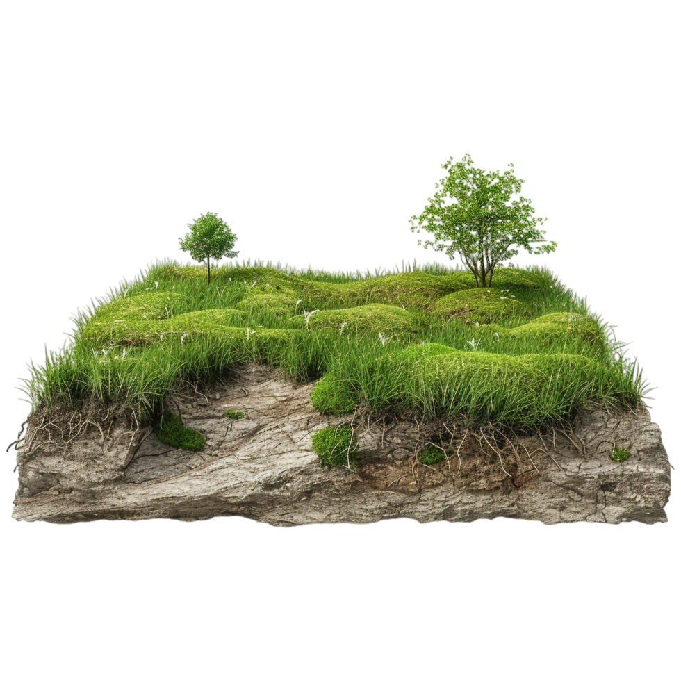 AI generated 3D Rendering of a Clay Ground With Grass On it on Transparent Background - Ai Generated png