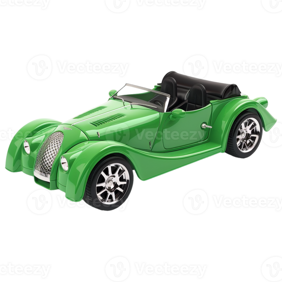 AI generated 3D Rendering of a Green Car on Transparent Background - Ai Generated png