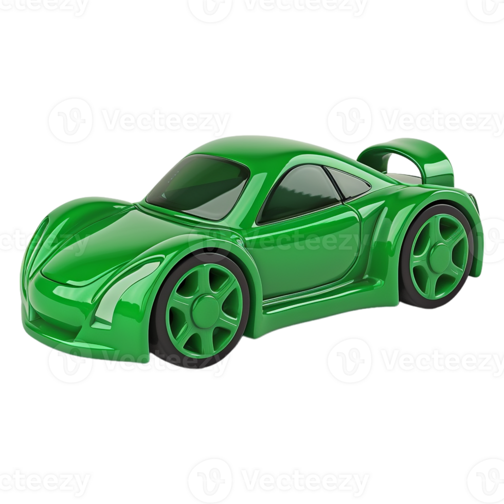 ai generado 3d representación de un verde coche en transparente antecedentes - ai generado png