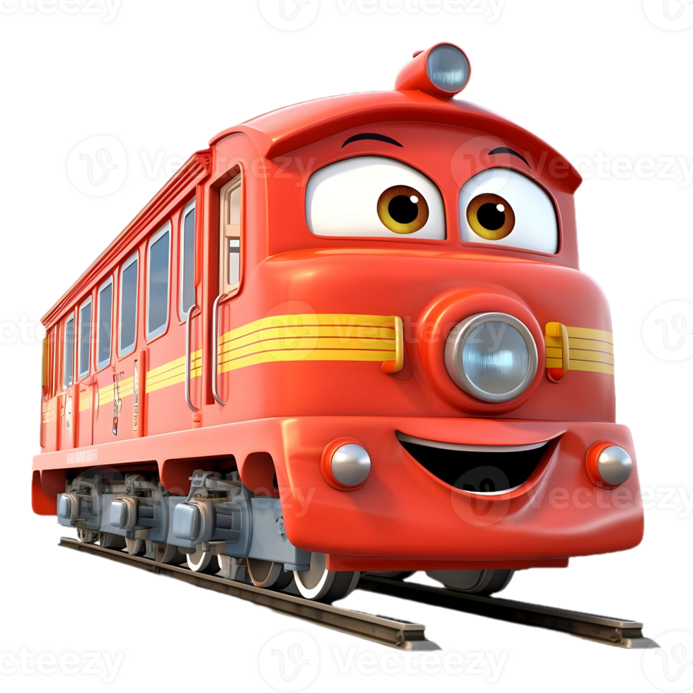 AI generated 3D Rendering of a Colorful Train on Transparent Background - Ai Generated png