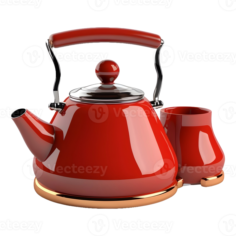 AI generated 3D Rendering of a Teapot and Cups Set on Transparent Background - Ai Generated png