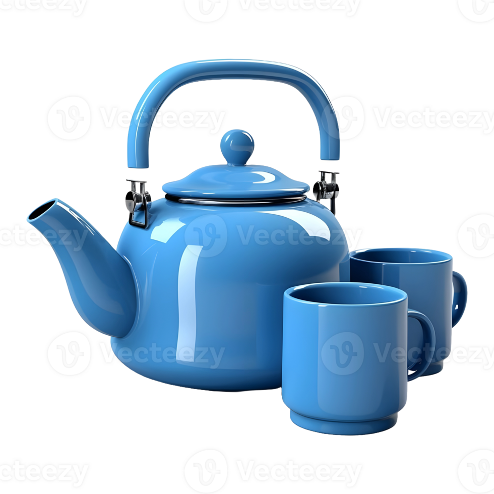 AI generated 3D Rendering of a Teapot and Cups Set on Transparent Background - Ai Generated png