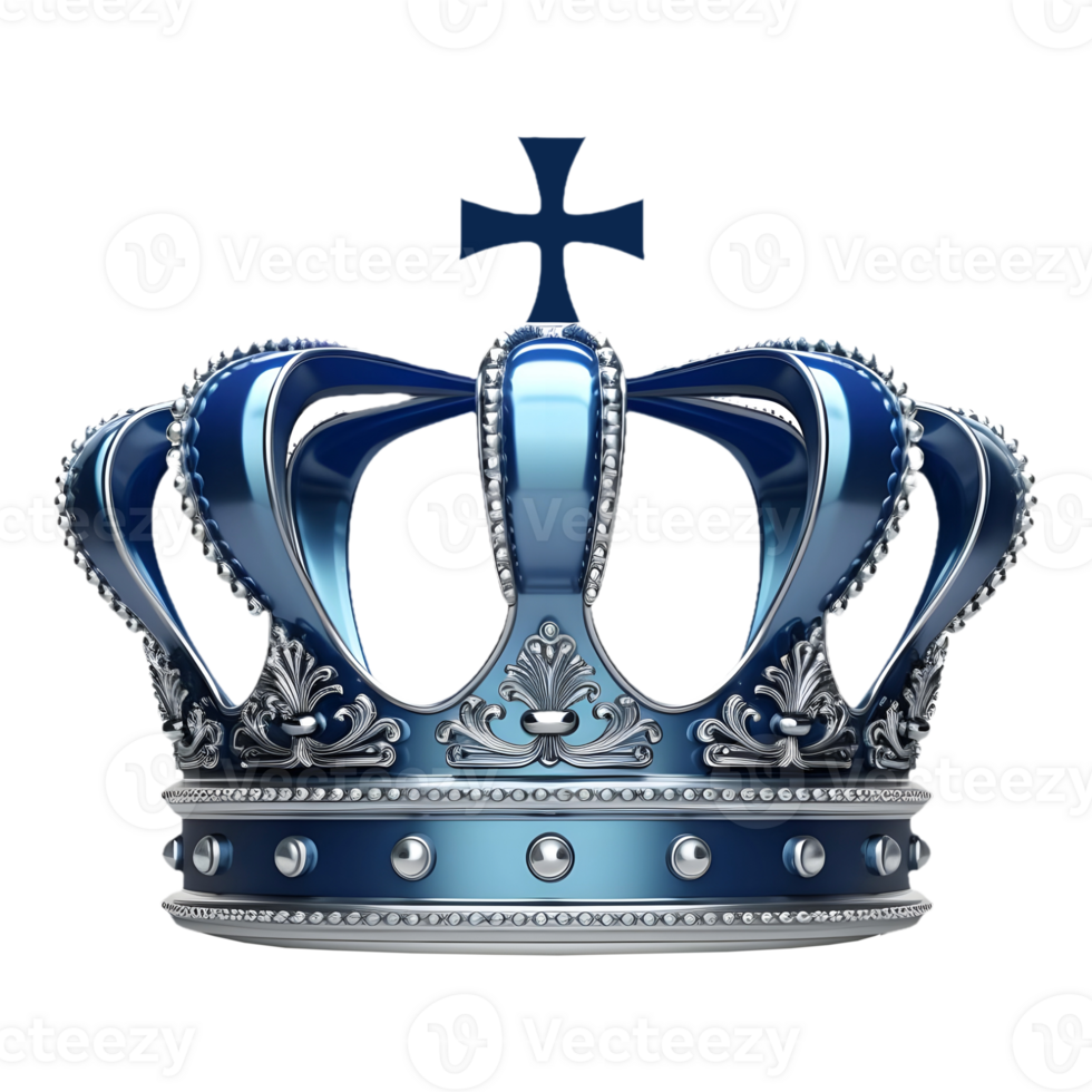 AI generated 3D Rendering of a Blue Color King Crown on Transparent Background - Ai Generated png