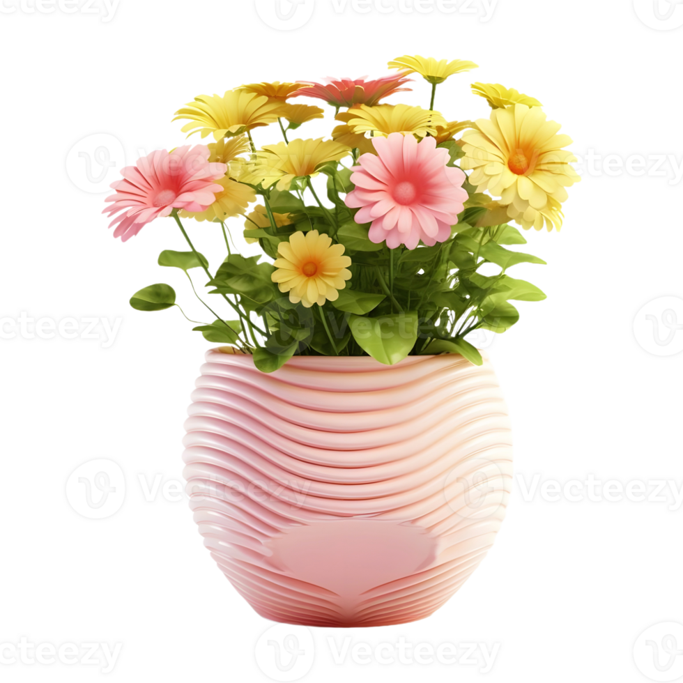 AI generated 3D Rendering of a Beautiful Flowers in a Pot on Transparent Background - Ai Generated png