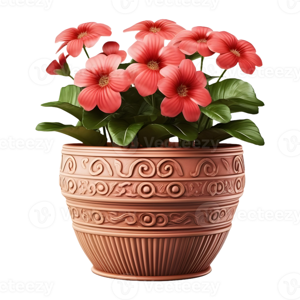 AI generated 3D Rendering of a Beautiful Flowers in a Pot on Transparent Background - Ai Generated png