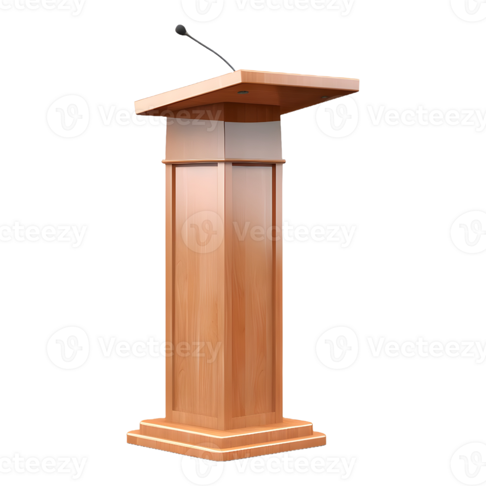 AI generated Wooden Speech Desk on Stage on Transparent background - Ai Generated png