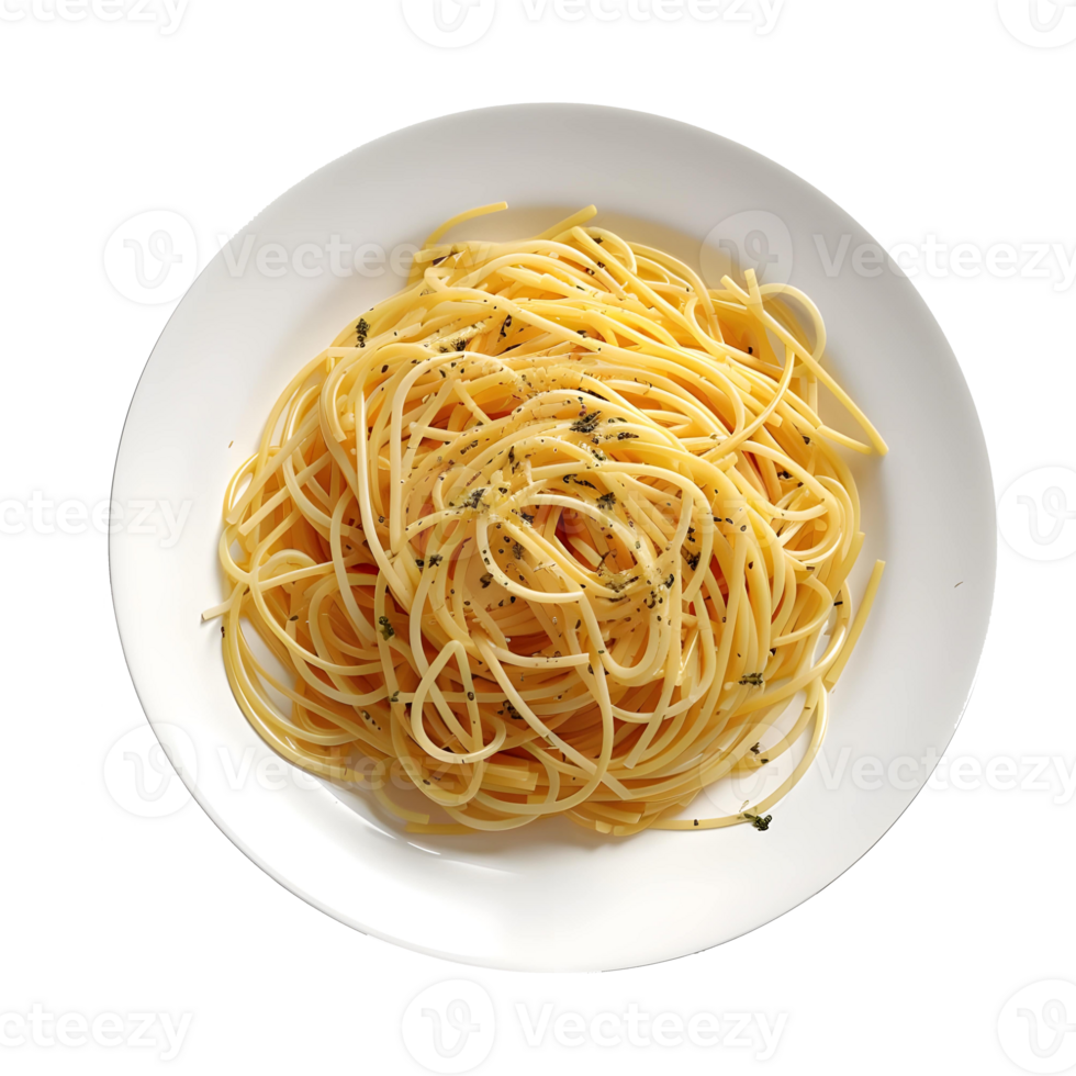 AI generated Noodles in a Plate Top View on Transparent background - Ai Generated png