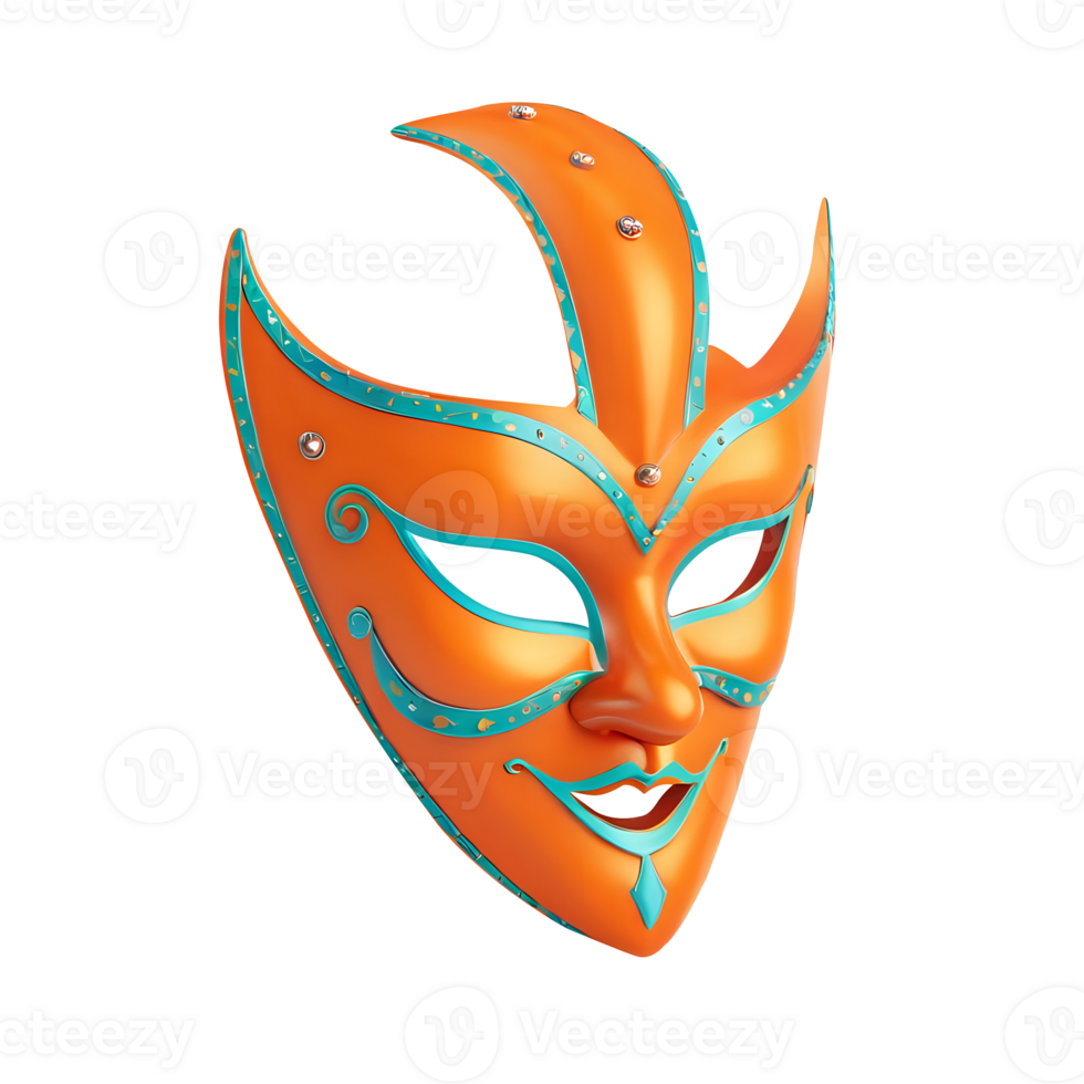AI generated 3D Rendering Orange Carnival Mask png