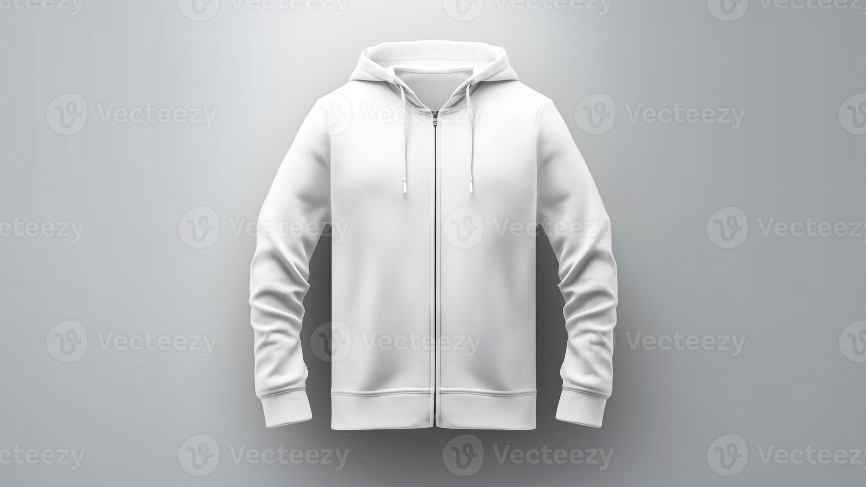 AI generated Blank White Hoodie Mockup. Urban Fashion, Customizable Design, Cozy Comfort, Street Style. photo