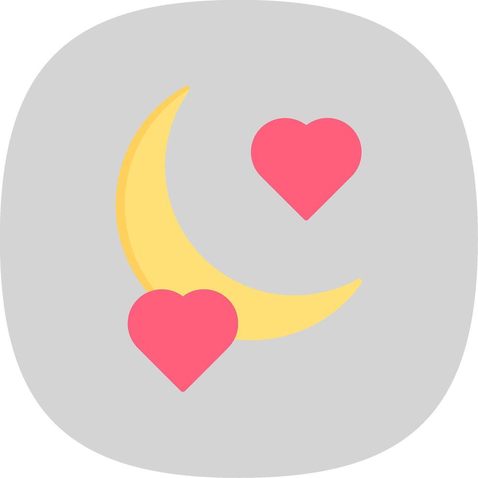 Honey Moon Flat Curve Icon vector