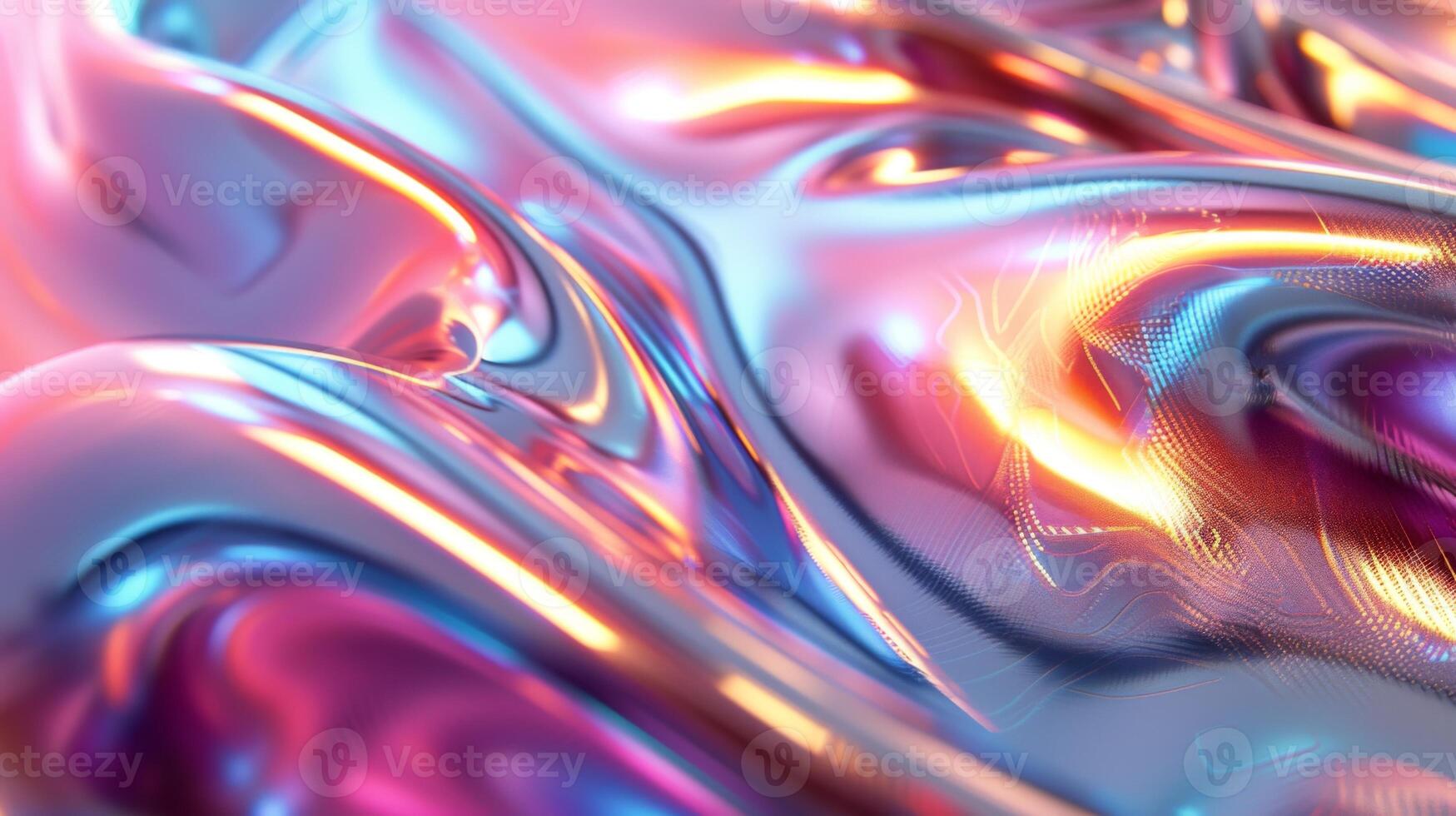 AI generated Modern abstract background with a futuristic twist, featuring metallic textures and holographic elements that create a 3D illusion photo