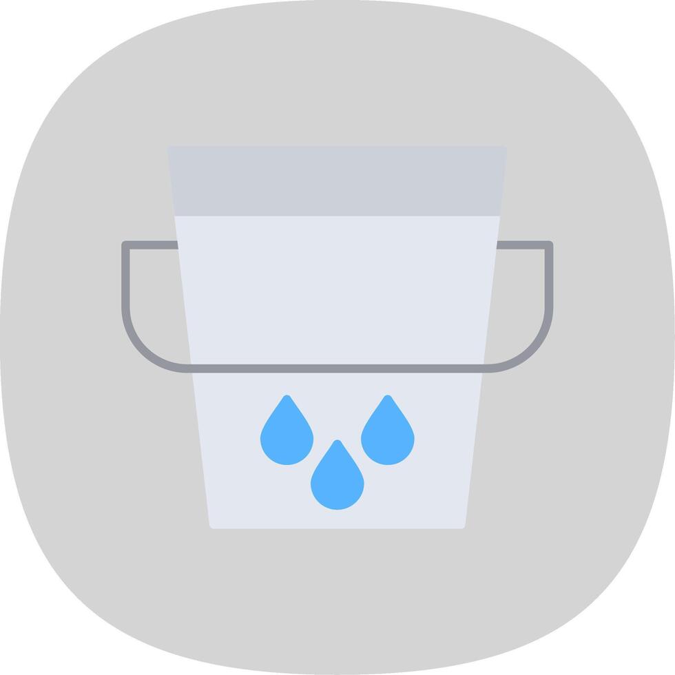 Water Bucket Flat Curve Icon vector