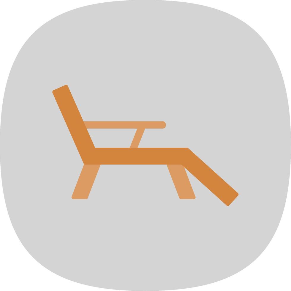 Deck Chair Flat Curve Icon vector