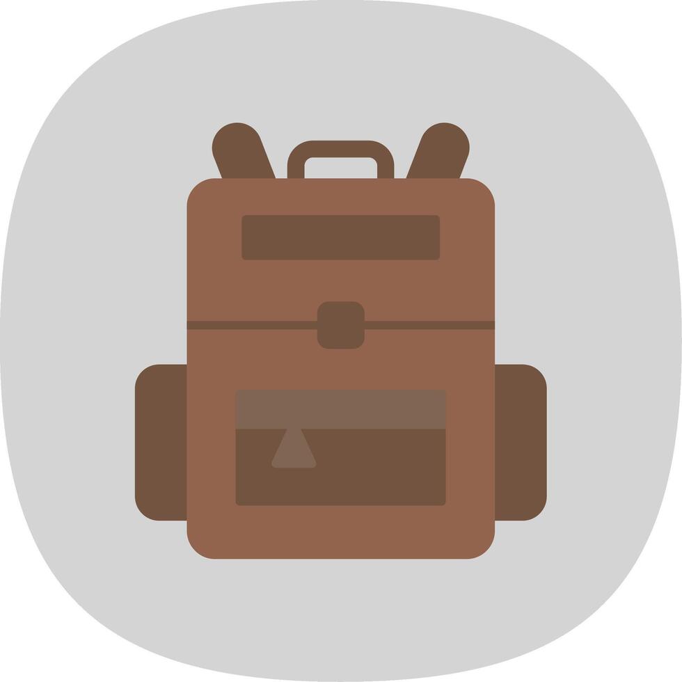 Backpack Flat Curve Icon vector