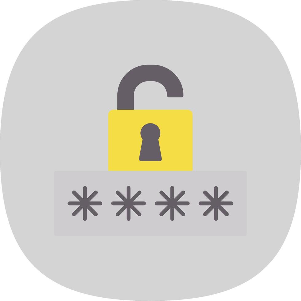 Broken Password Flat Curve Icon vector