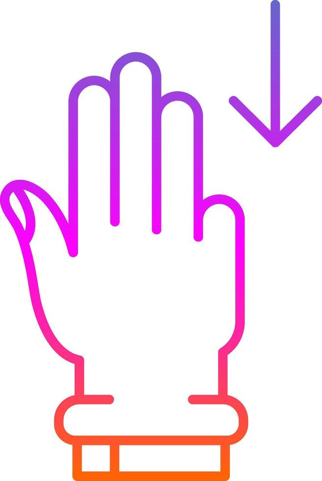 Three Fingers Down Line Gradient Icon vector