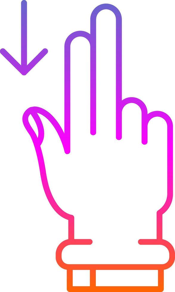 Two Fingers Down Line Gradient Icon vector