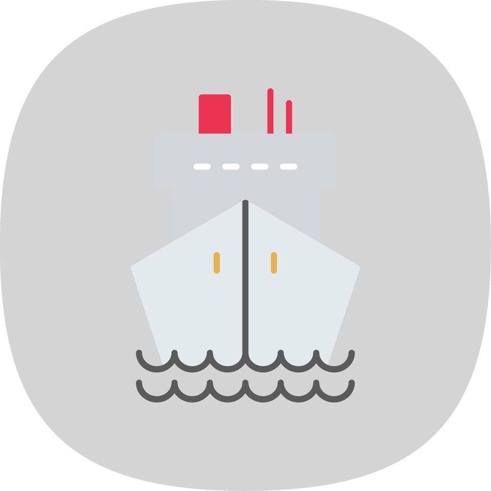 Cargo Ship Flat Curve Icon vector