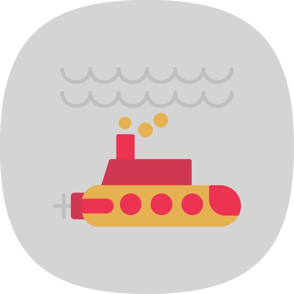 Submarine Flat Curve Icon vector