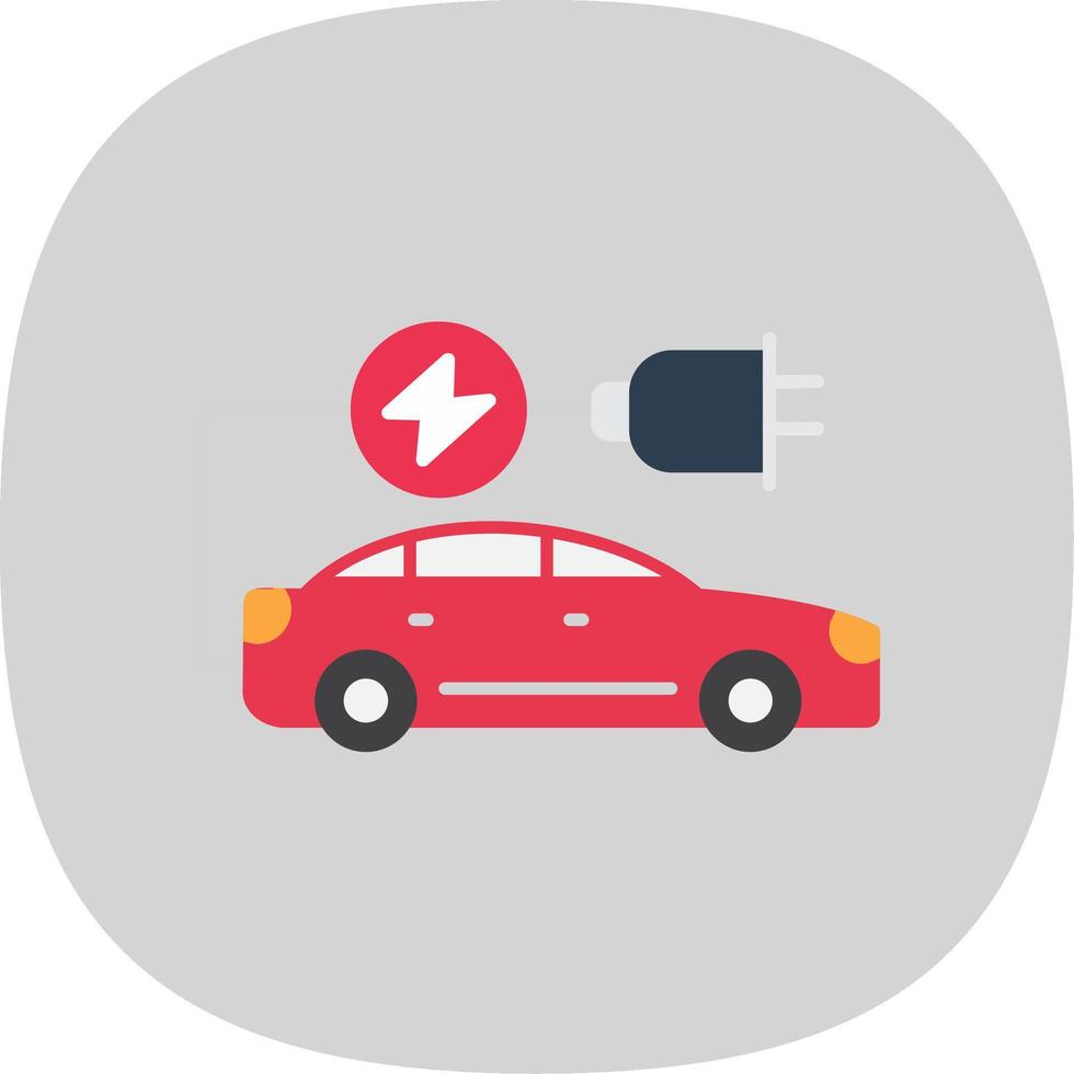 Electric Car Flat Curve Icon vector