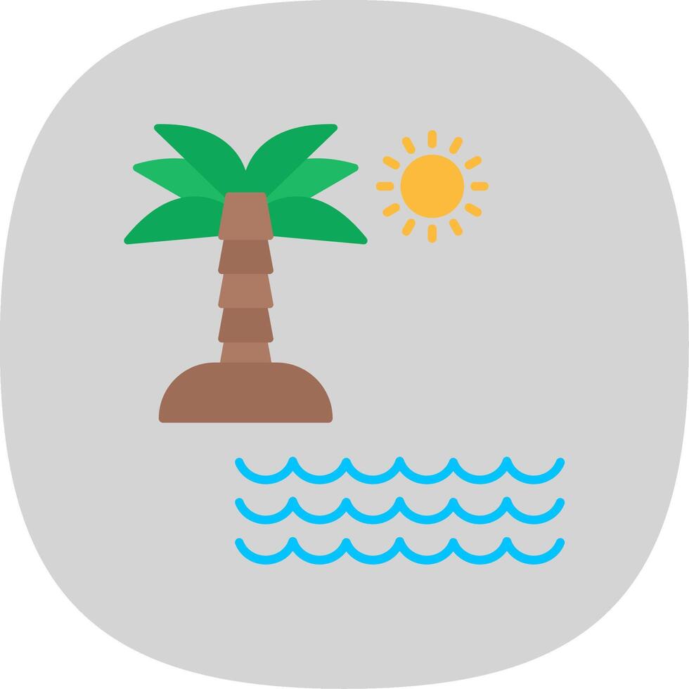 Beach Flat Curve Icon vector