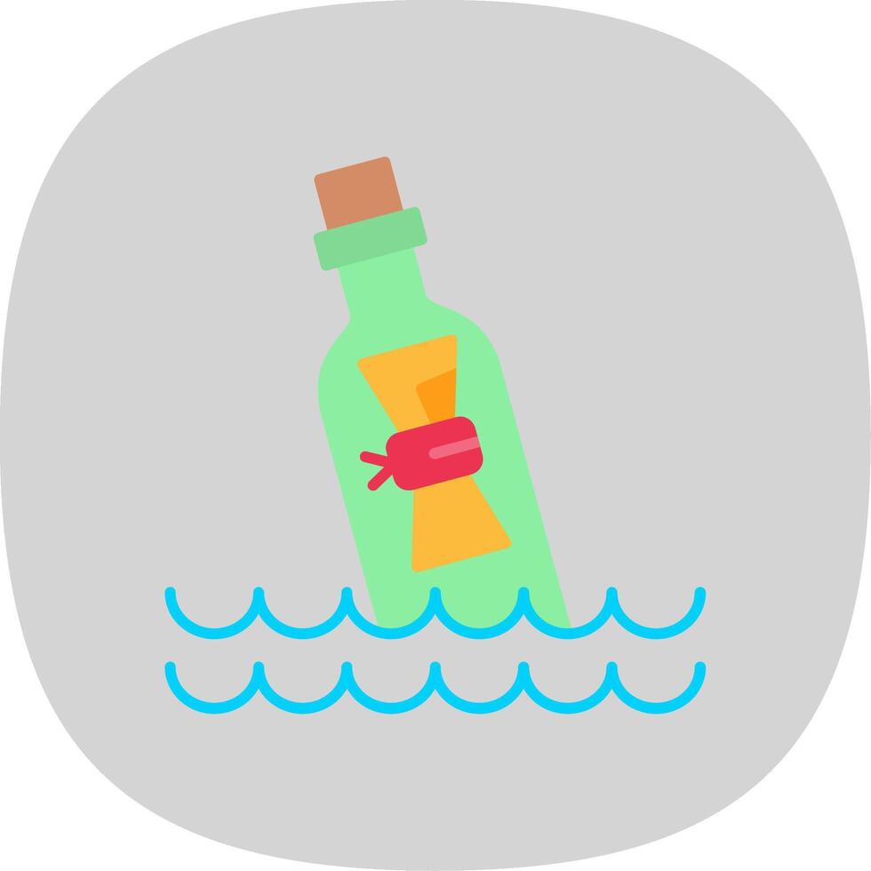 Message In Bottle Flat Curve Icon vector