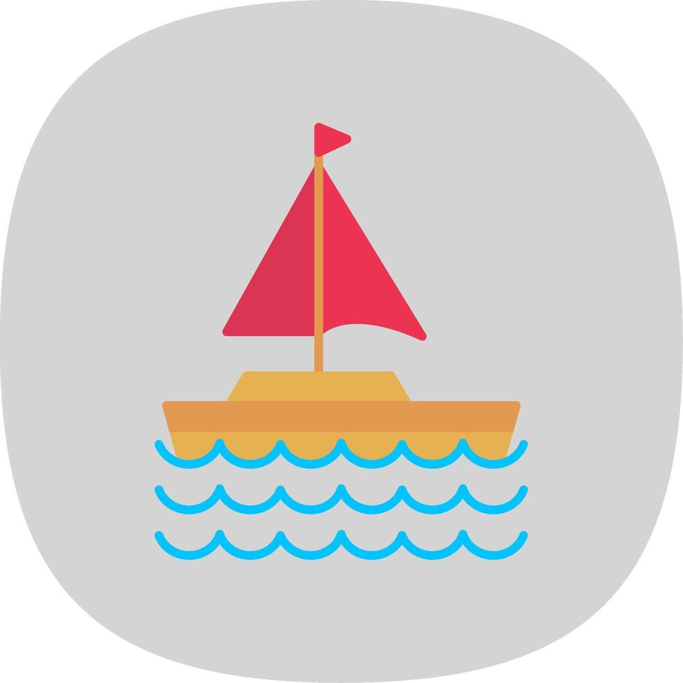 Sail Boat Flat Curve Icon vector