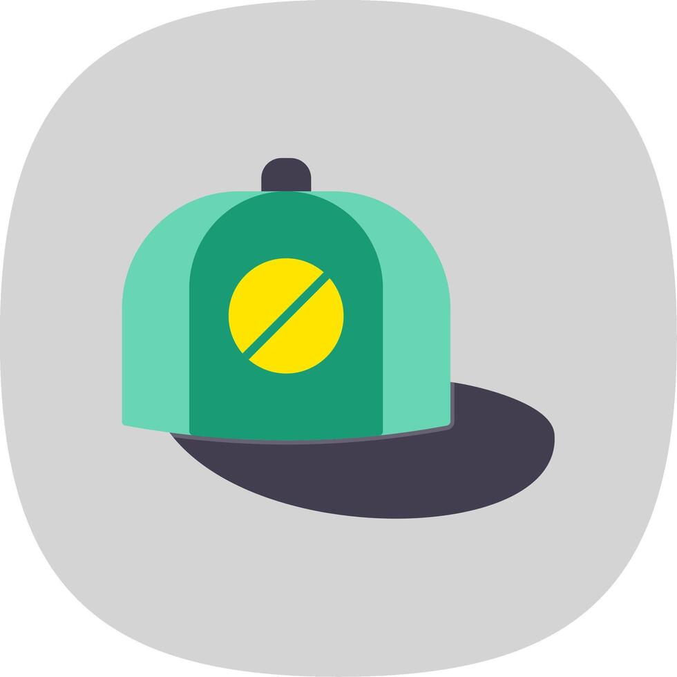 Baseball Cap Flat Curve Icon vector