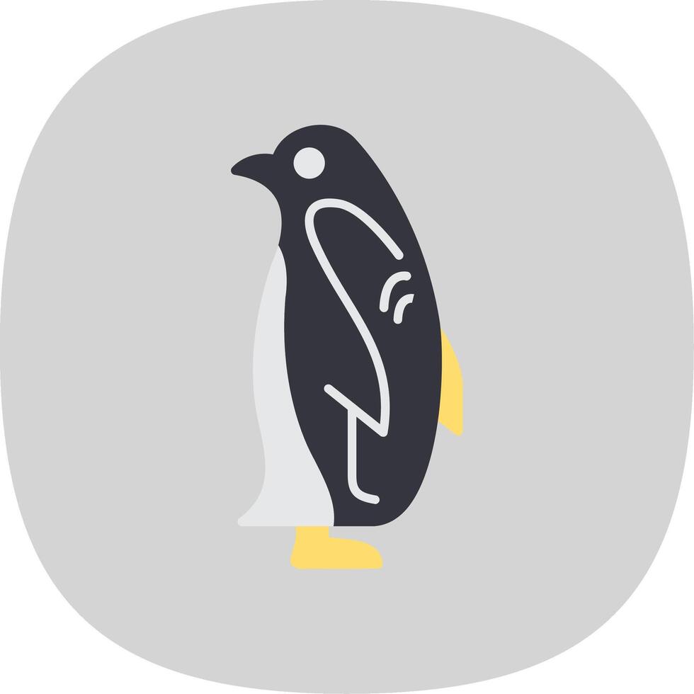 Penguin Flat Curve Icon vector