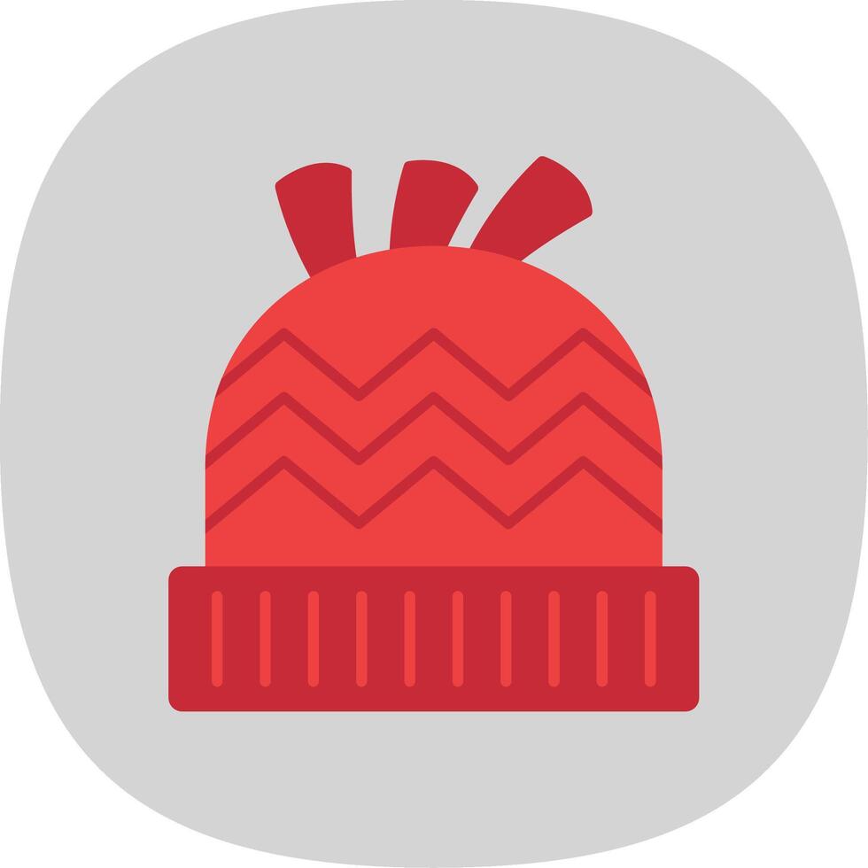 Winter Hat Flat Curve Icon vector